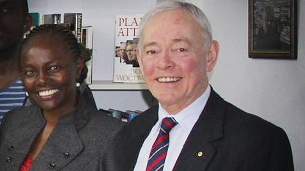 Former Family First senator Bob Day with senator-elect Lucy Gichuhi, who took his place after the High Court ruled his election invalid.