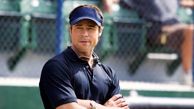 Brad Pitt in <i>Moneyball</i>, which explores the effect of  statistical analysis on the fortunes of a baseball team.