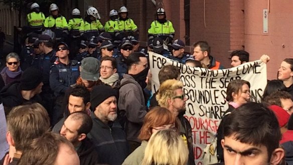 Protesters gather in Melbourne.