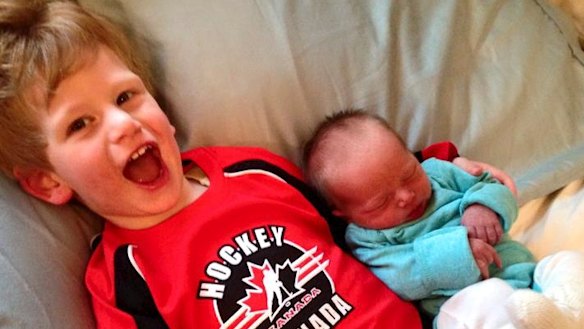 Anne-Louise van den Nieuwenhof's children Emerson and baby Elizabeth.