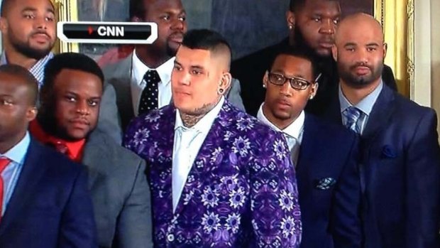 Jesse Williams rocks a purple suit at the White House.