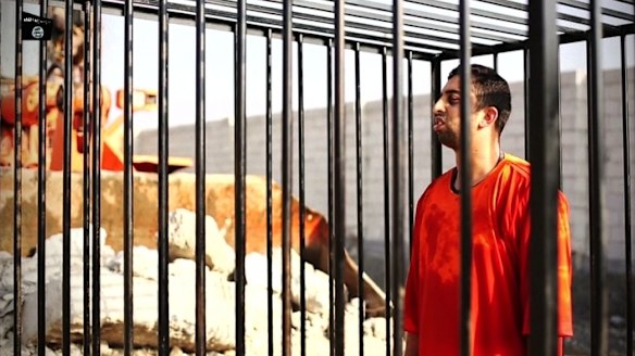 Jordanian pilot Muath al-Kasasbeh in a video released by Islamic State insurgents.