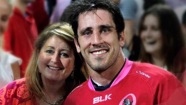 Reds prop Ben Daley with his mother, 