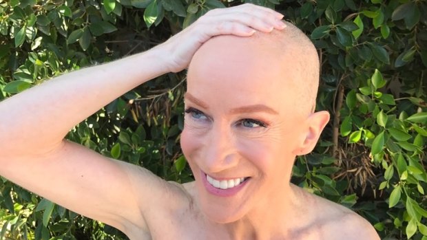 Kathy Griffin after she shaved her head to support her sister who has cancer. 