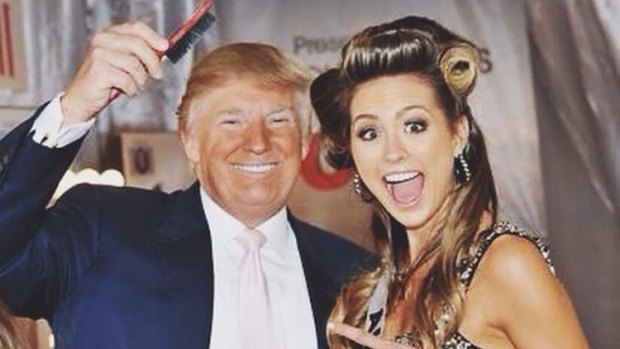 Former Miss Universe pageant owner and presumptive Republican Presidential candidate Donald Trump with 2010's Miss Congeniality Jesinta Campbell.
