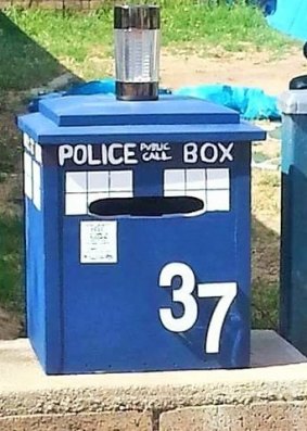 A Dr Who-inspired letterbox at The Rock near Wagga Wagga.