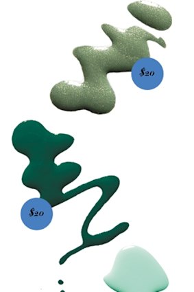 Vinylux Weekly Polish in “Wild Moss”, $20. O.P.I Nail Lacquer in, "Stay Off The Lawn”, $20. Essie “Mint Candy Apple” nail polish, $17.