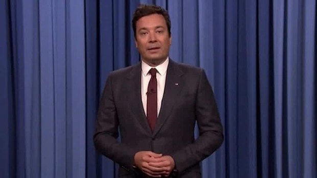 An emotional Jimmy Fallon fought back tears as he told viewers "We can't go backward."