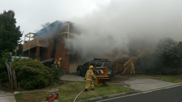 The fire in Geelong has gutted a two-storey brick home. 
