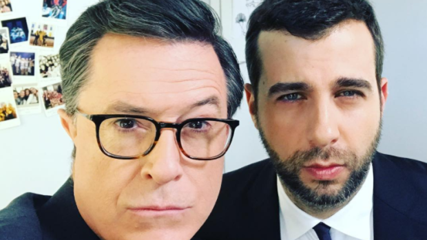 Stephen Colbert with Russian TV host Ivan Urgant.