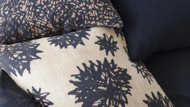  Blue by you: Aboukabar Fofana  designs and dyes  fabrics for his homeware range.  