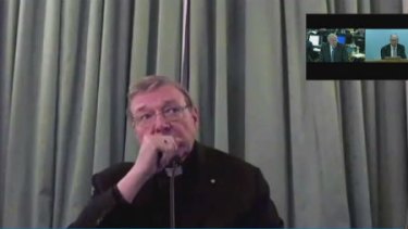 Cardinal Pell gave evidence to the royal commission via video link from Rome in February last year.