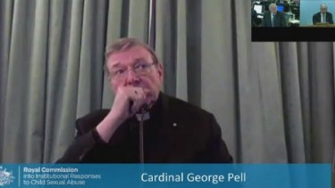 Cardinal Pell gave evidence to the royal commission via video link from Rome in February last year.