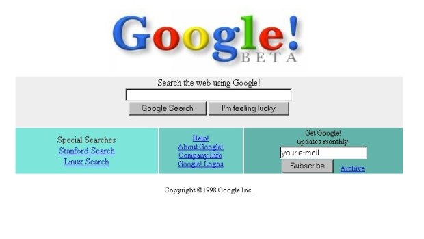 Google start page, 1998.