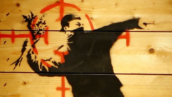 One of 40 works of art included in the Banksy retrospective in Munich.