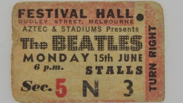 Turn right: Ticket to the band's Melbourne concert, 15 June 1964 