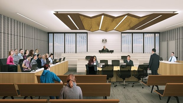 Windows in the courtrooms allow users to 'get some context of light and the passing clouds', says architect Mark Wilde.