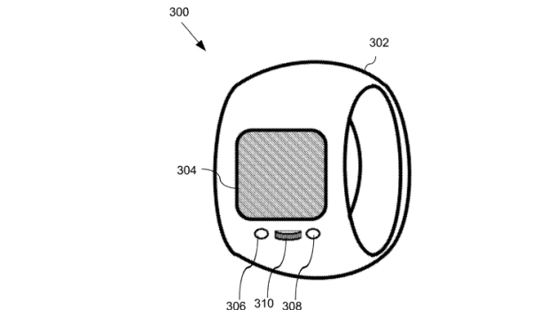 This image depicts a ring to be worn on the index finger, with a dial controlled by the thumb.