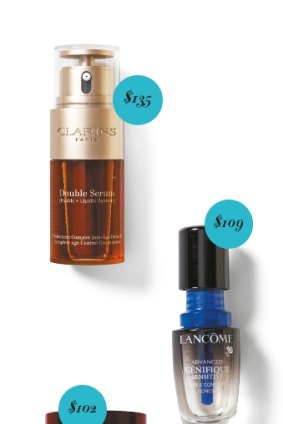 Clarins Double Serum, $135. Lancôme Génefique Youth
Activating Dual Concentrate, $109. O Cosmedics Immortal Cream, $102.