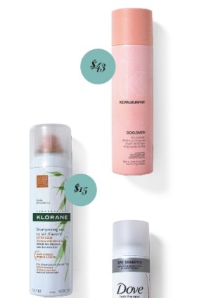 Kevin.Murphy Doo.over Dry Powder Finishing Hairspray, $43. Klorane Dry Shampoo with Oat Milk, $15. Dove Hair Therapy Dry