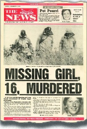 A Shepparton News front page reporting the October 1983 murder of Michelle Buckingham.  
