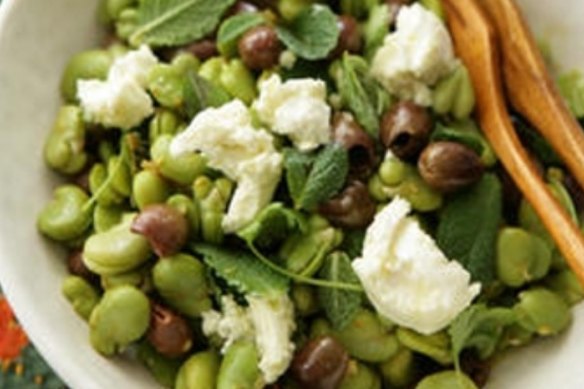 Broad bean salad with preserved lemon