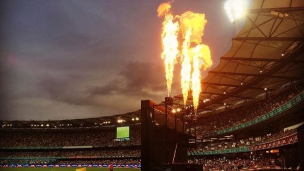 Fireworks at the Gabba during a BBL clash.