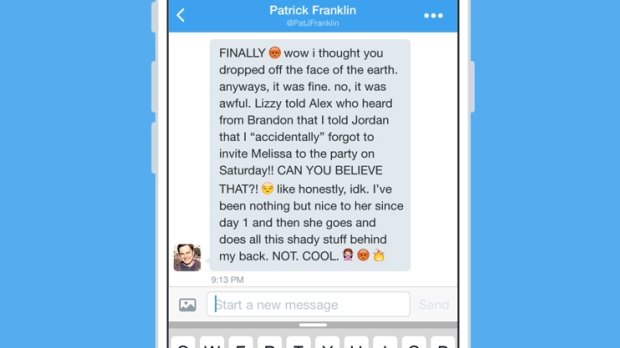 Twitter's DMs will soon more closely resemble chat app messages, with no 140-character limit.