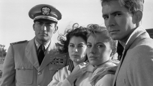 Gregory Peck (left), Ava Gardner, Donna Anderson and Anthony Perkins. Anderson, the last surviving member of the cast, says 'the Australians were just incredibly nice'.