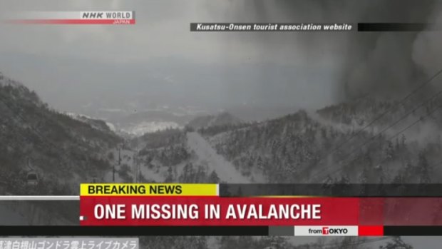 Video footage from the top of the resort's gondola showed black rocks plummeting through the sky, followed by a curtain of black smoke, following the eruption of Kusatsu-Shirane volcano in central Japan.