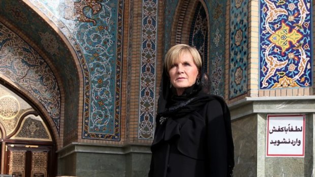 Foreign Affairs Minister Julie Bishop in Tehran, after meeting with Iran's president Hassan Rouhani.