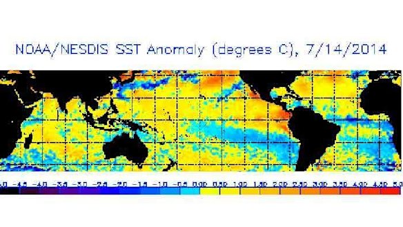 Warm in the eastern - but also the western - Pacific.