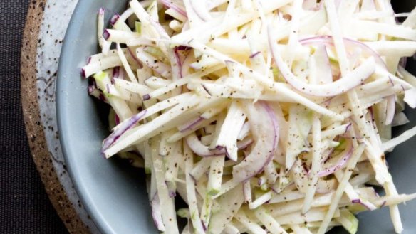 Serve this crunchy slaw (right) with roast pork or in a sandwich.