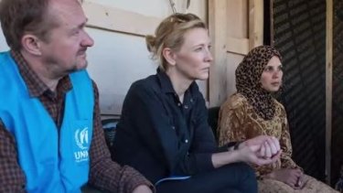 Andrew Upton and Cate Blanchett during their visit to Lebanon.