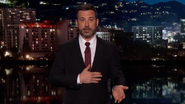 Jimmy Kimmel began his Monday show on an unusually serious note.