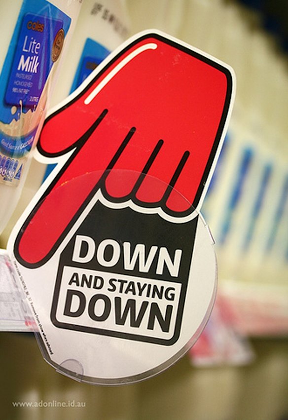 Coles' product range is going... down down.