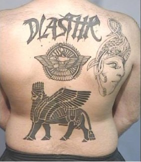 A DLASTHR gang member tattoo.