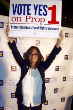 Actress Sally Field shows her support for the Houston Equal Rights Ordinance. 