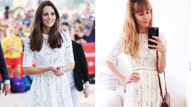 Brooke is one of the Australians behind "repliKate" Instagram account "@CambridgeMums". She's pictured in a Zimmermann dress worn by the Duchess of Cambridge during a trip to Sydney's Manly Beach in 2014.