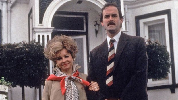 The unhappy couple: Sybil Fawlty (Prunella Scales) with husband Basil (John Cleese).