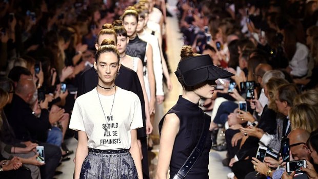 Models walk the runway at the Dior Spring Summer 2017 fashion show.