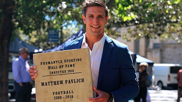 Matthew Pavlich was inducted into the Fremantle's Sporting Hall of Fame in 2016.