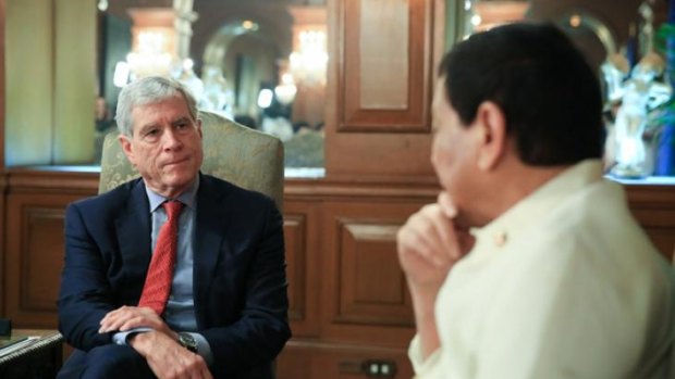 Australia's top overseas spy chief meeting President Rodrigo Duterte in the presidential palace in Manila. 