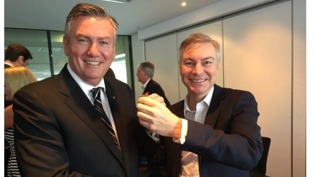 Eddie McGuire and Andrew Pridham before the AFL season launch, from Pridham's Twitter account.