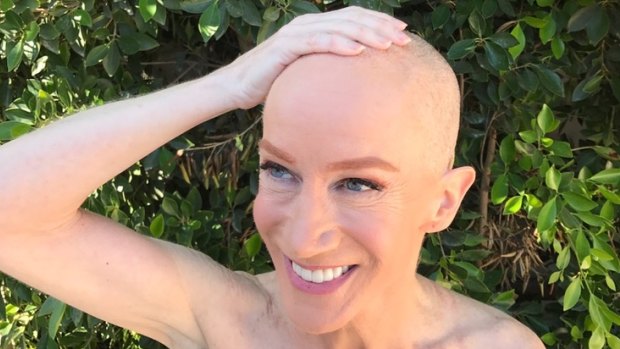 Kathy Griffin after she shaved her head to support her sister who has cancer. 