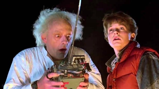 Christopher Lloyd and Michael J. Fox in Back to the Future.