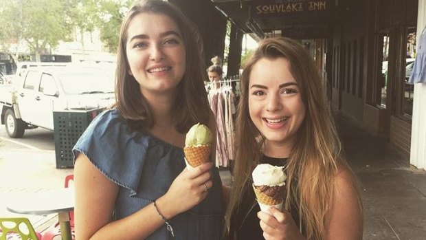 Amelia Blake, left, pictured on Instagram with a friend enjoying her time in Australia.