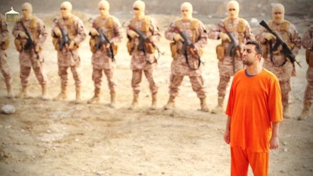 Jordanian pilot Muath al-Kasasbeh in a video released by Islamic State insurgents.