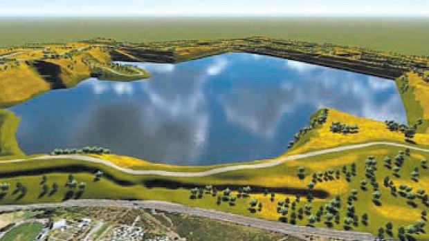 An artist's impression of Hazelwood coal mine as a lake.