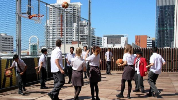 Perth's only high-rise school, St George's Anglican Grammar School, has a rooftop basketball court.